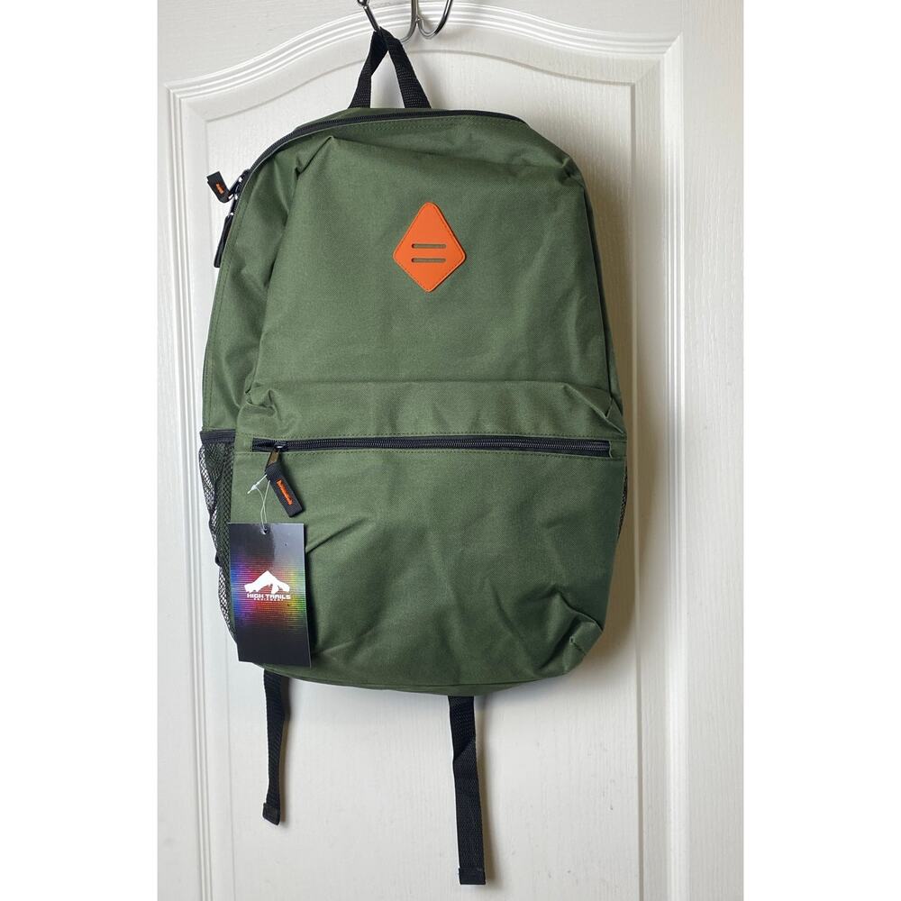 High Trails Equipment Olive Green Backpack Hiking School Travel NWT